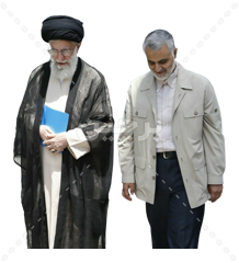 عکس png شهید سلیمانی و امام خامنه ای در حال قدم زدن در کنار هم