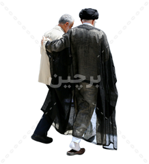 عکس بدون زمینه امام خامنه ای و حاج قاسم سلیمانی در حال قدم زدن با یکدیگر