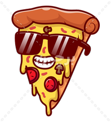 طرح کارتونی پیتزا با عینک آفتابی